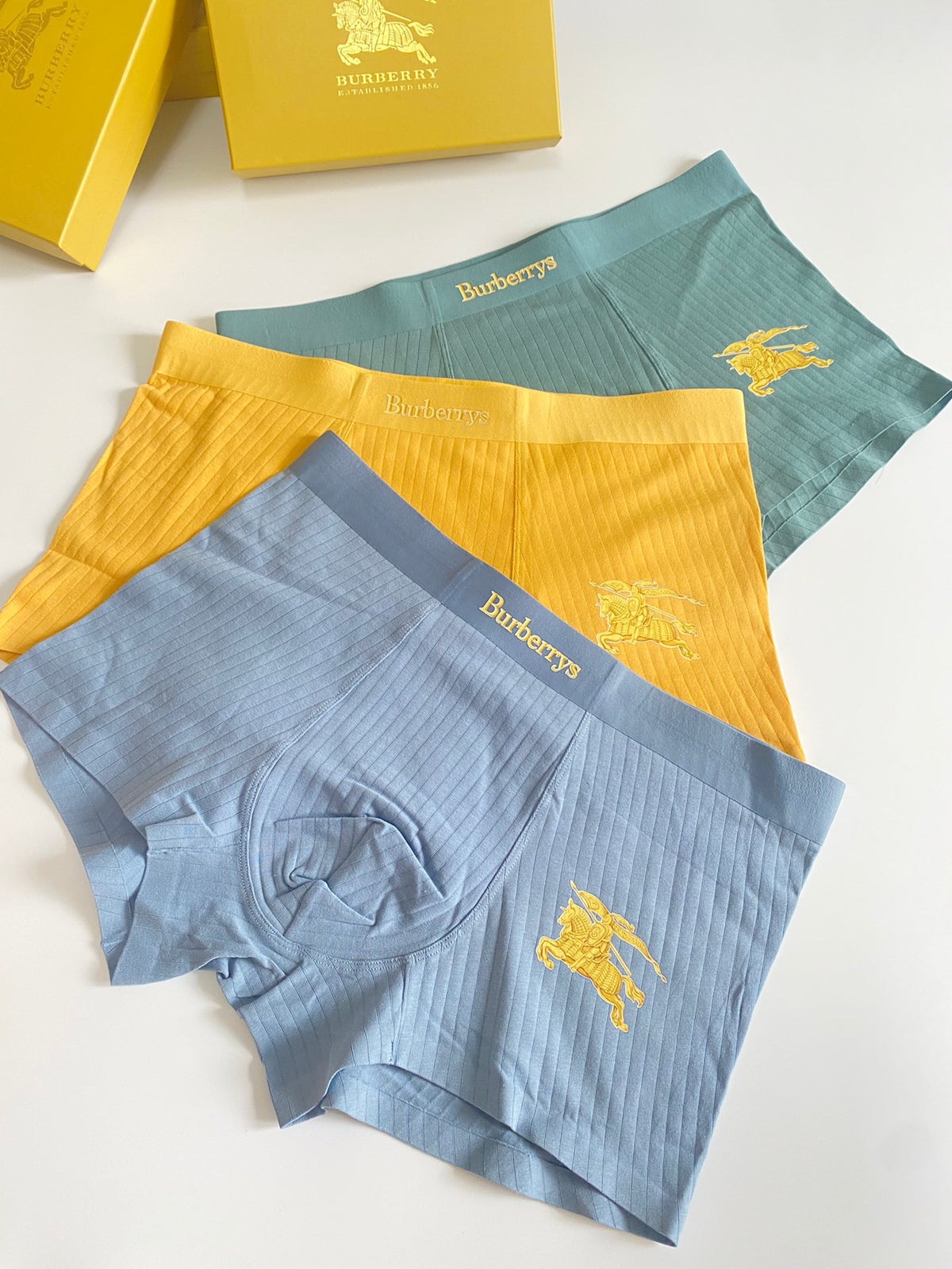 Burberry Blue Grey Yellow Small Horse Boxer Briefs, image 2