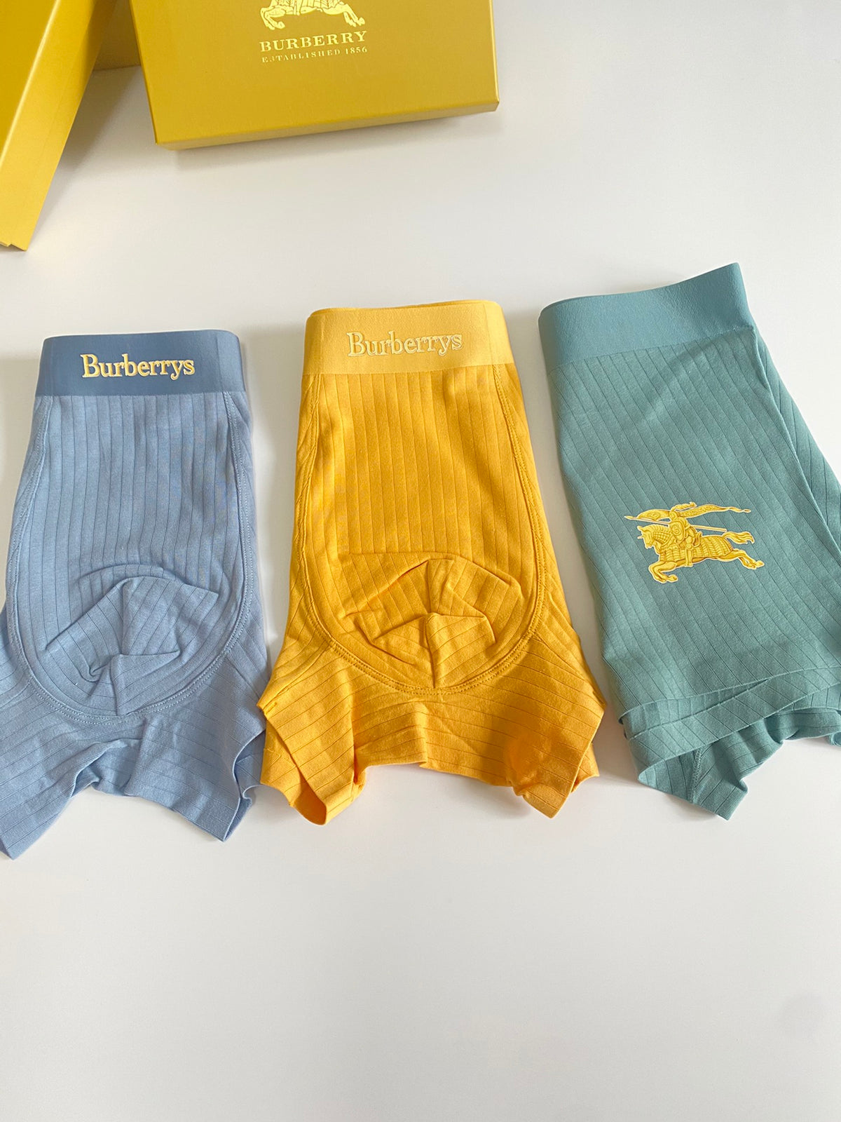 Burberry Blue Grey Yellow Small Horse Boxer Briefs, image 4