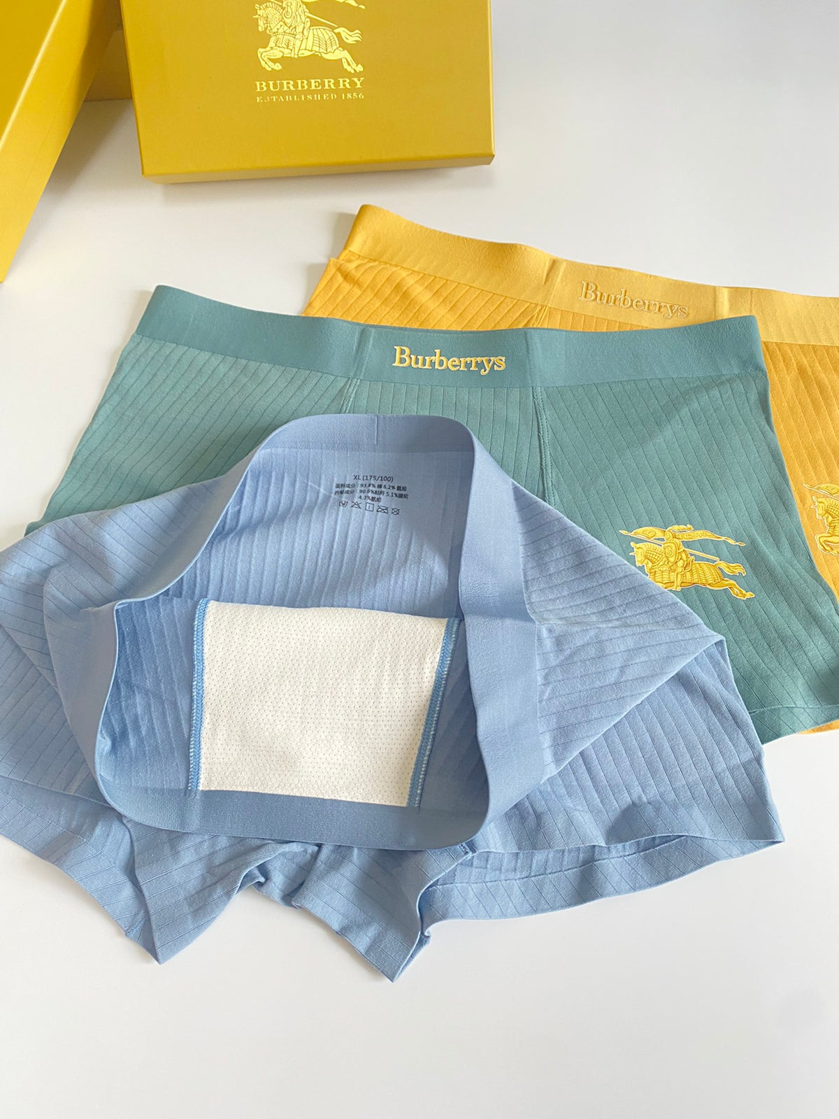 Burberry Blue Grey Yellow Small Horse Boxer Briefs, image 9