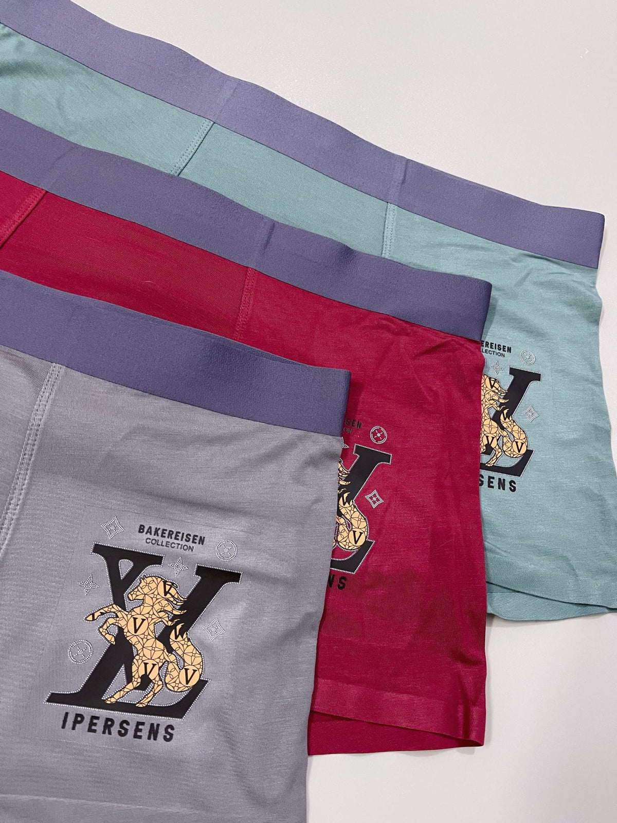 Louis Vuitton Grey Burgundy Teal Large Leg Monogram Boxer Briefs, image 3