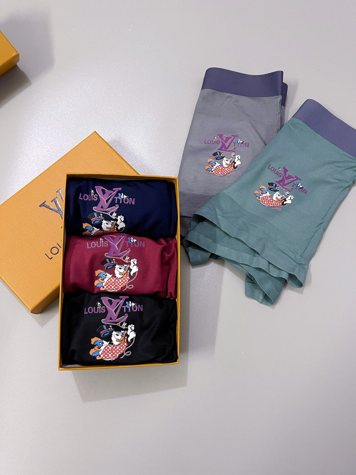 Louis Vuitton Grey Teal Black Small Cartoon Patch Boxer Briefs, image 8