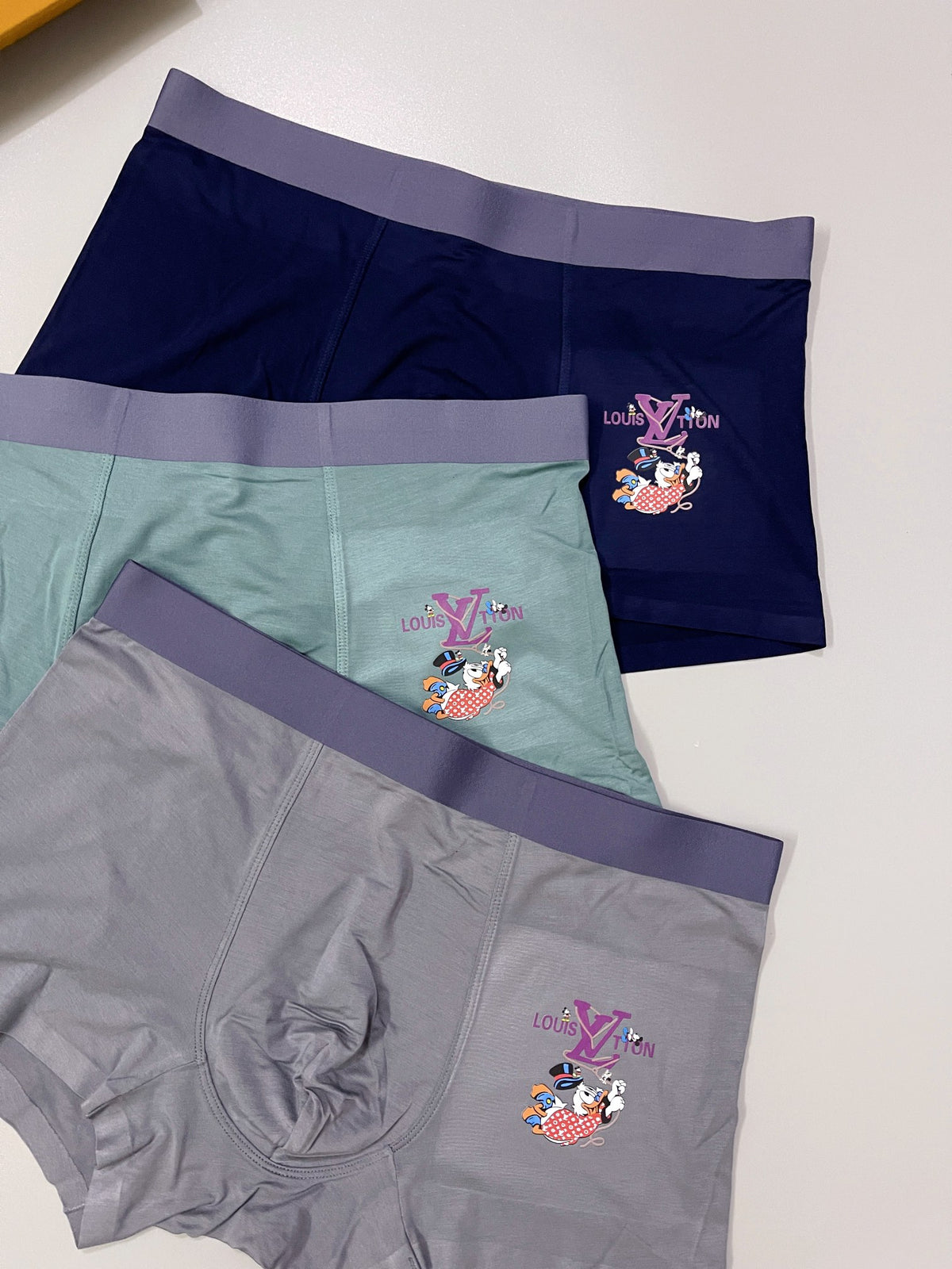 Louis Vuitton Grey Teal Black Small Cartoon Patch Boxer Briefs, image 2