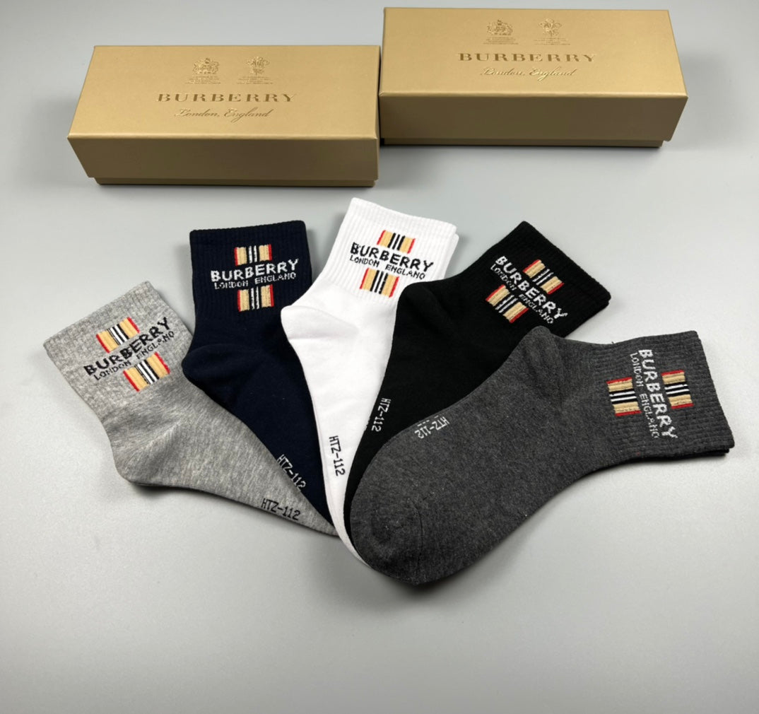 Burberry Neutral Fine Ribbed Monogram Cuffs Ankle Socks, image 2