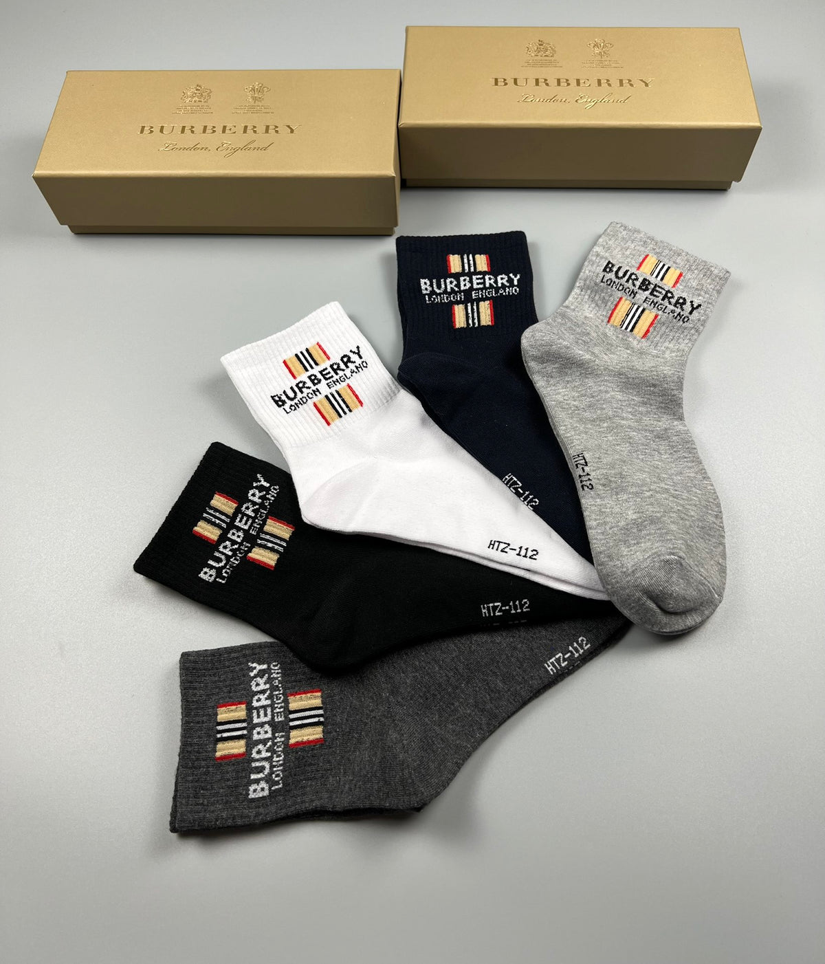 Burberry Neutral Fine Ribbed Monogram Cuffs Ankle Socks, image 4