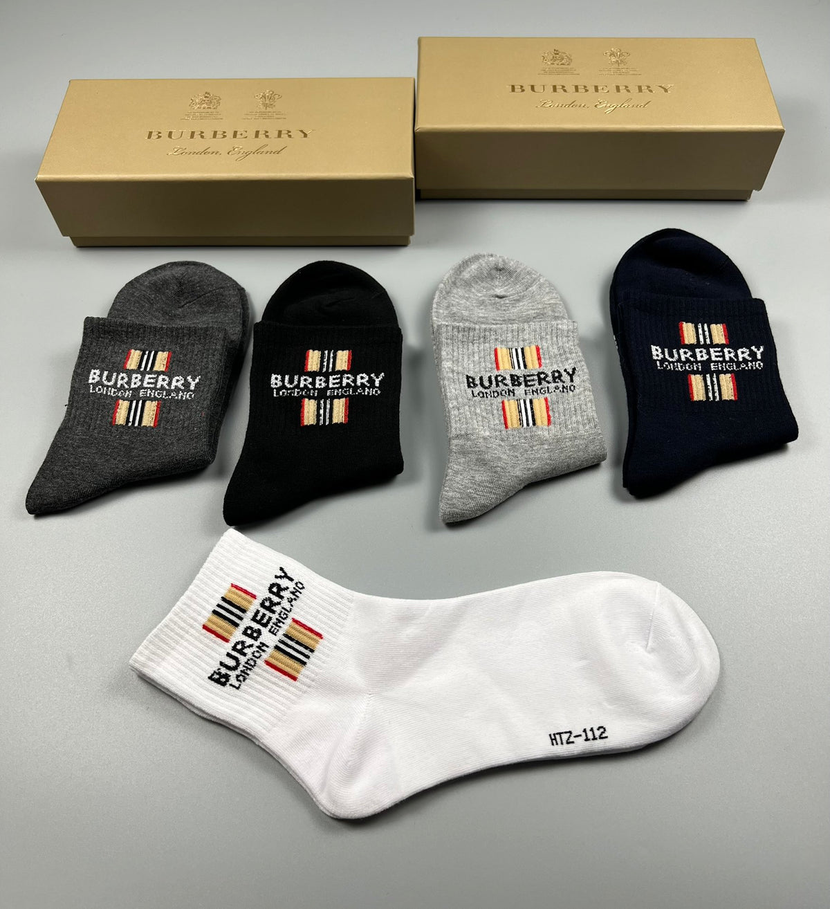 Burberry Neutral Fine Ribbed Monogram Cuffs Ankle Socks, image 6