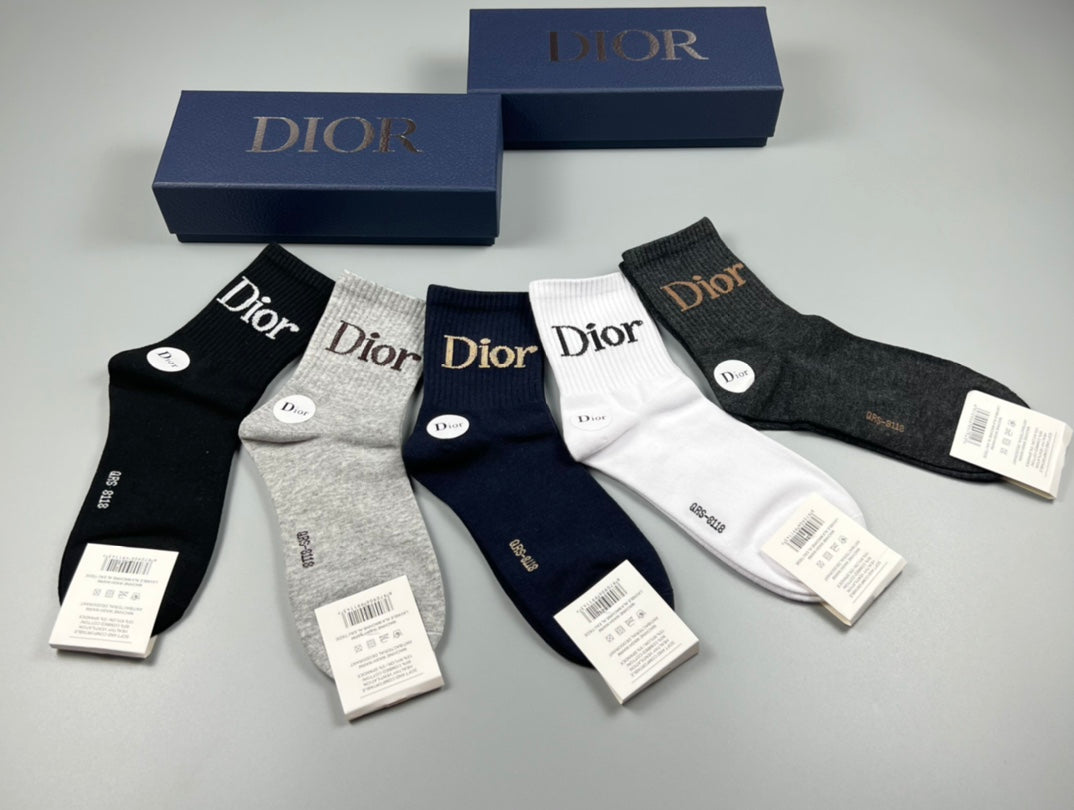 Dior Black White Fine Wordmark Edges Ankle Socks, image 13
