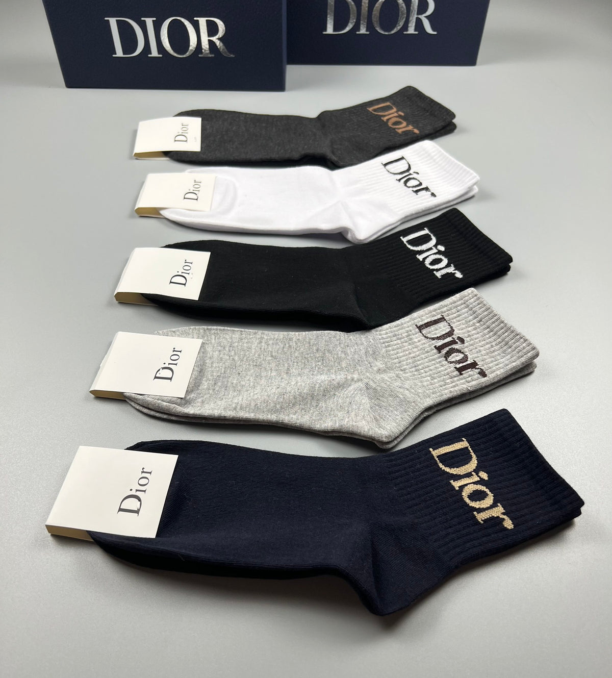 Dior Black White Fine Wordmark Edges Ankle Socks, image 17