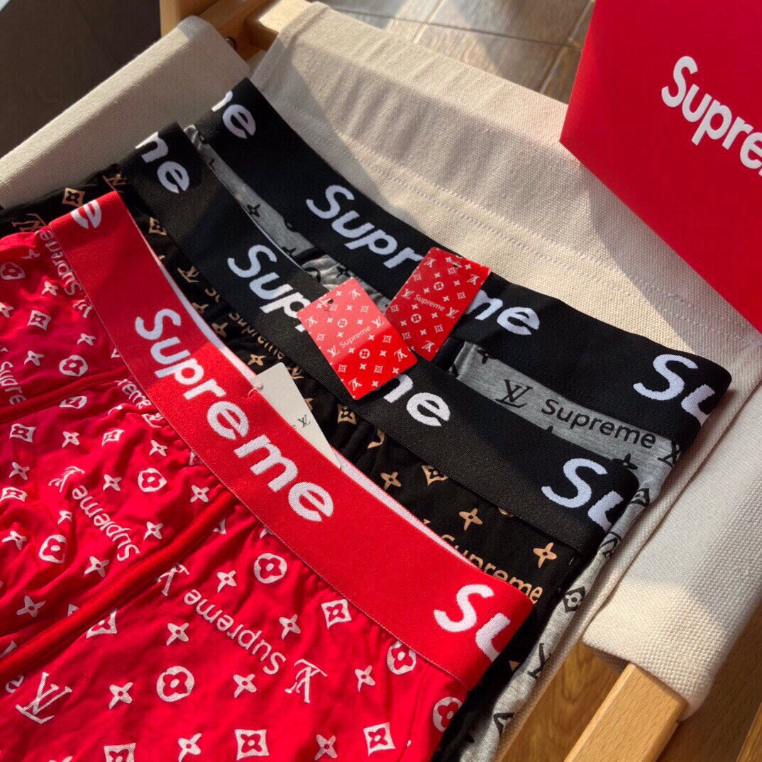 Supreme Red White Monogram Print Boxer Briefs, image 4