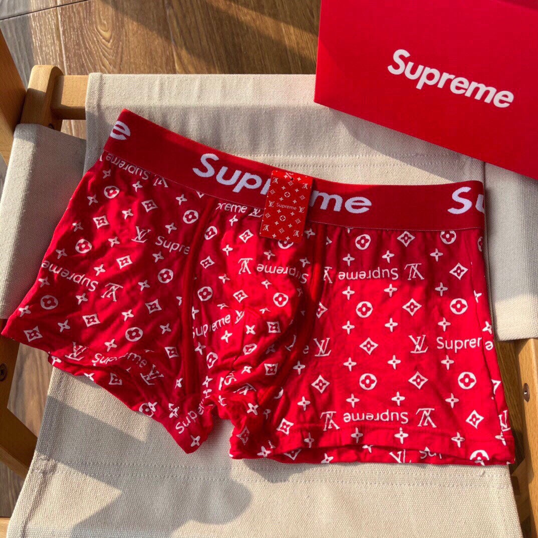 Supreme Red White Monogram Print Boxer Briefs, image 1