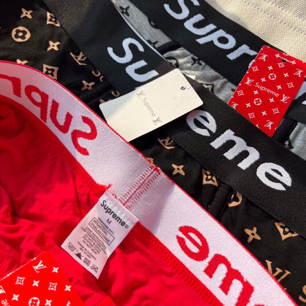 Supreme Red White Monogram Print Boxer Briefs, image 5