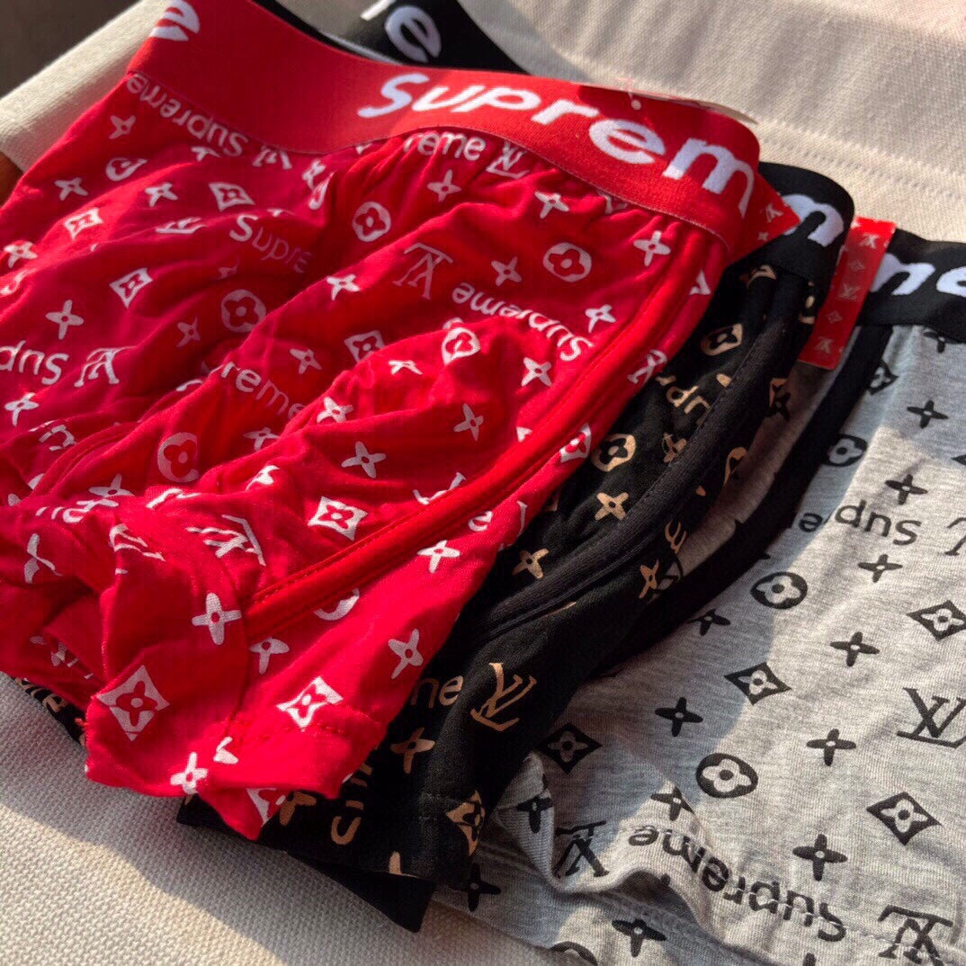 Supreme Red White Monogram Print Boxer Briefs, image 6