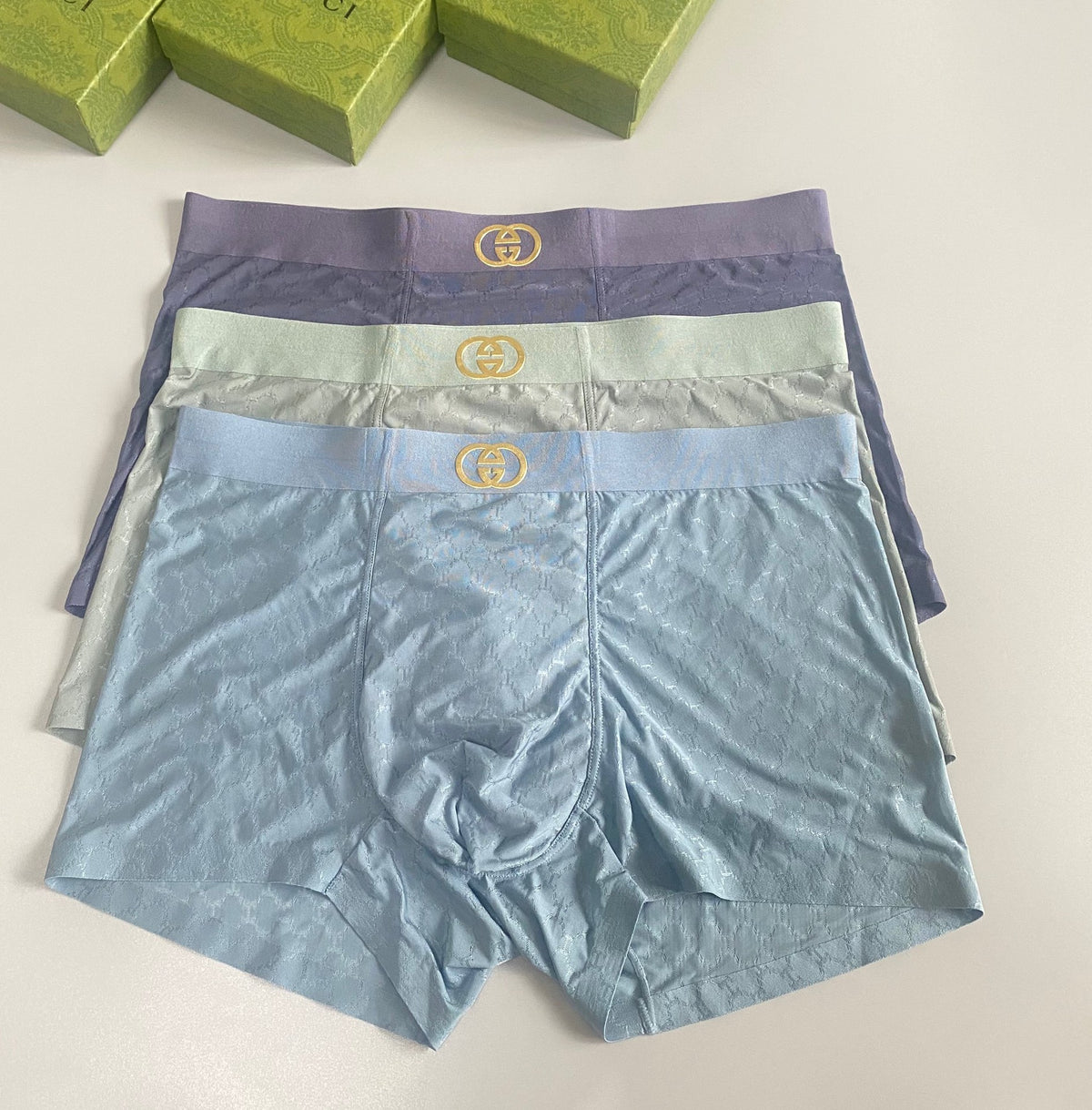 Gucci Pale Blue Grey Two Tone Waist Boxer Briefs, image 1