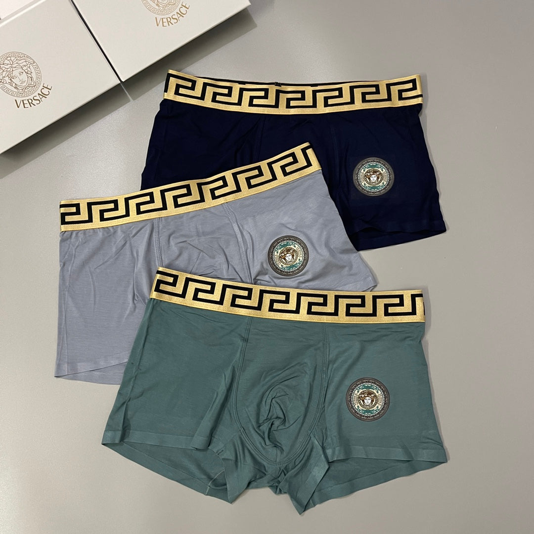 Versace Muted Shades Double Greek Bands Boxer Briefs, image 1