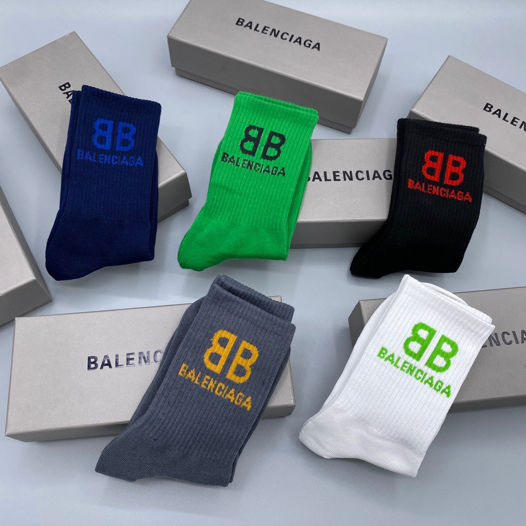 Balenciaga Grey Green White Small BB Ankle Socks, image 8