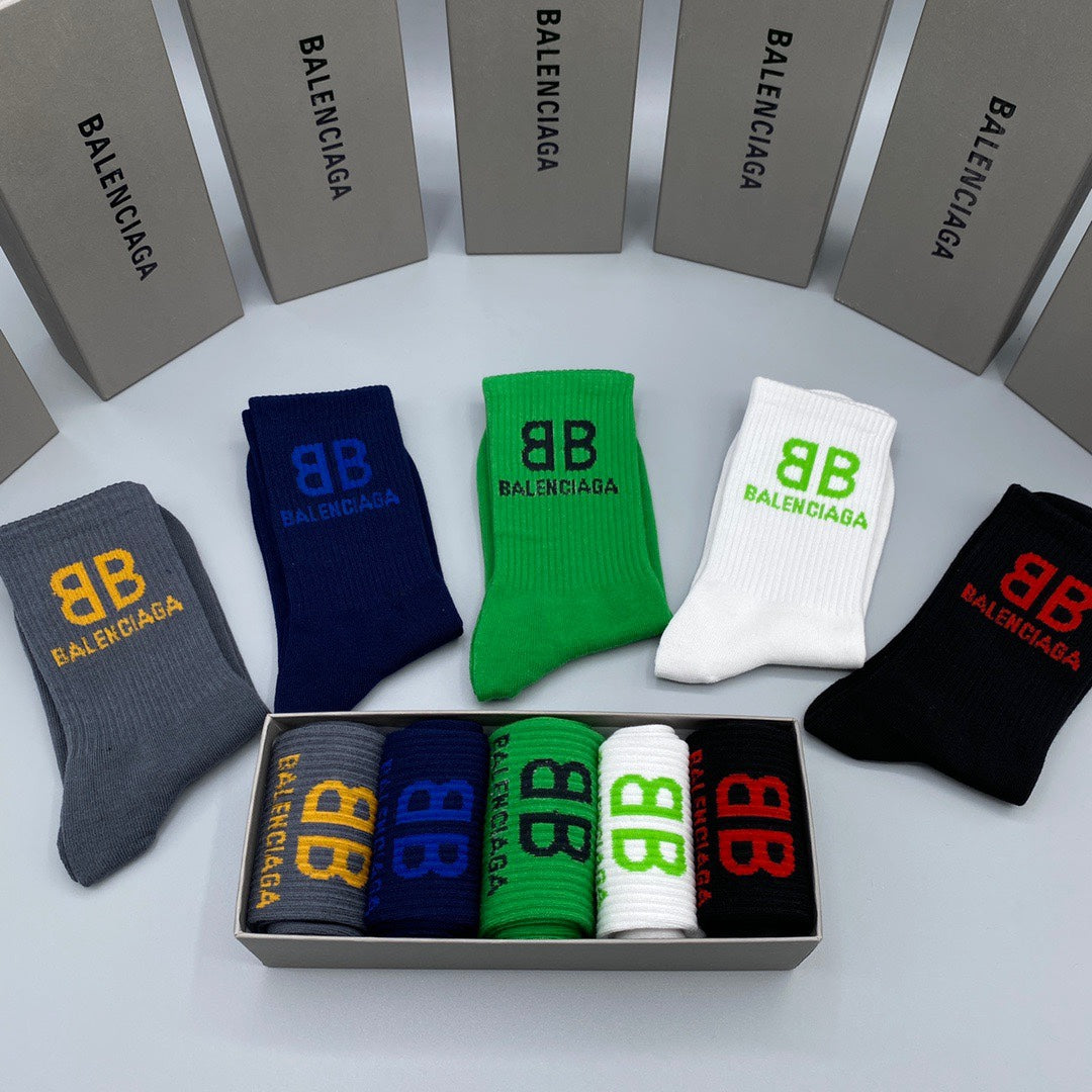 Balenciaga Grey Green White Small BB Ankle Socks, image 6