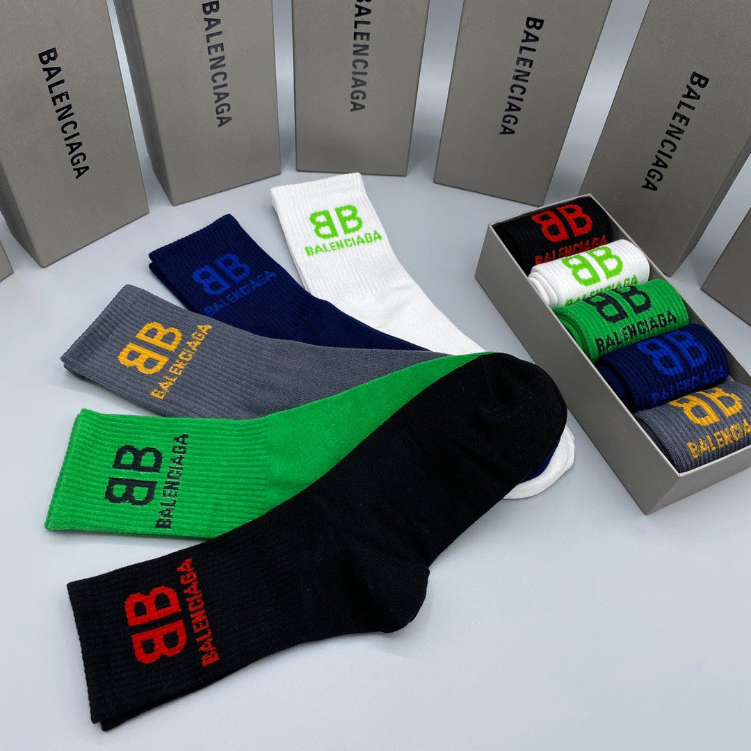 Balenciaga Grey Green White Small BB Ankle Socks, image 2