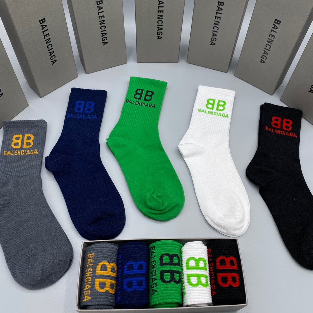 Balenciaga Grey Green White Small BB Ankle Socks, image 7