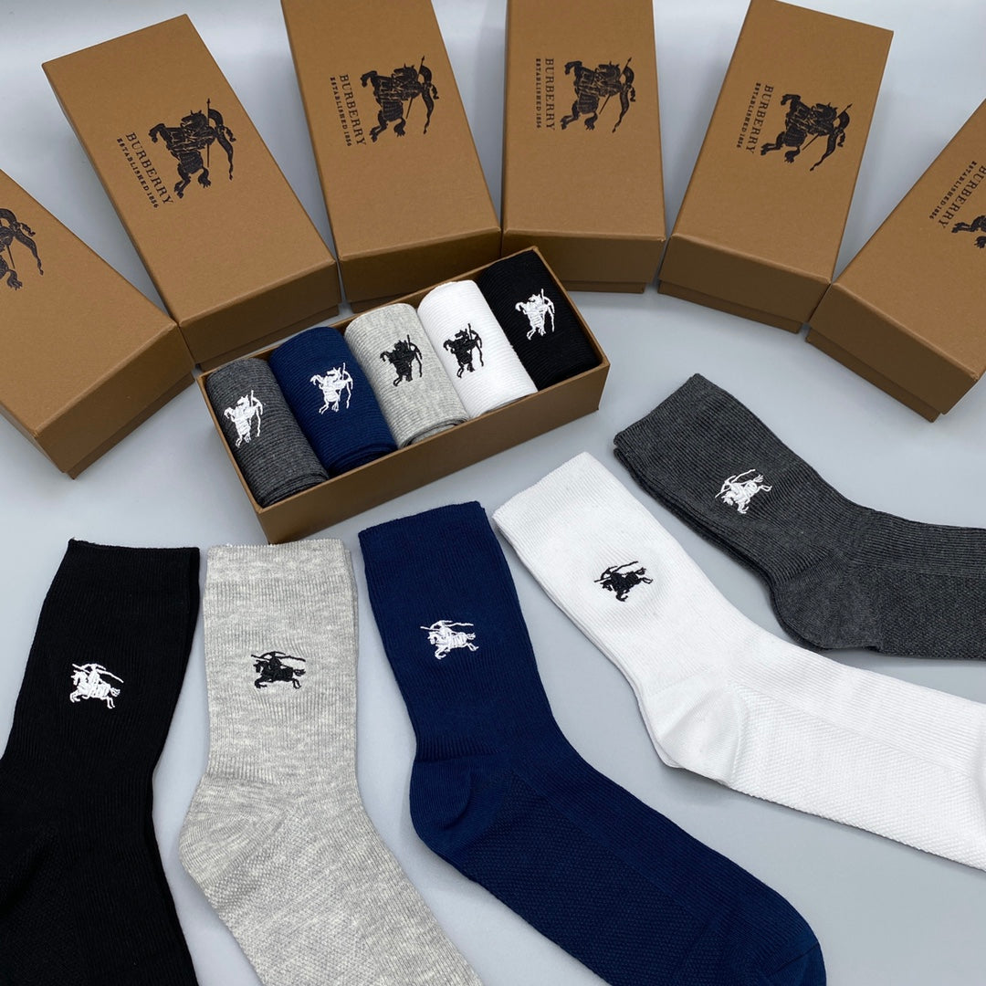 Burberry White Grey Navy Small Foot Horse No-Show Socks, image 5
