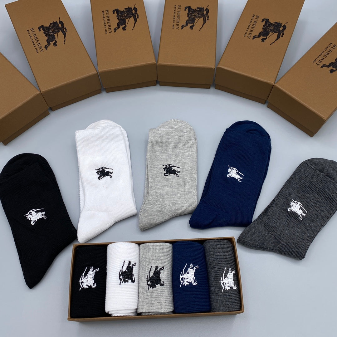 Burberry White Grey Navy Small Foot Horse No-Show Socks, image 3