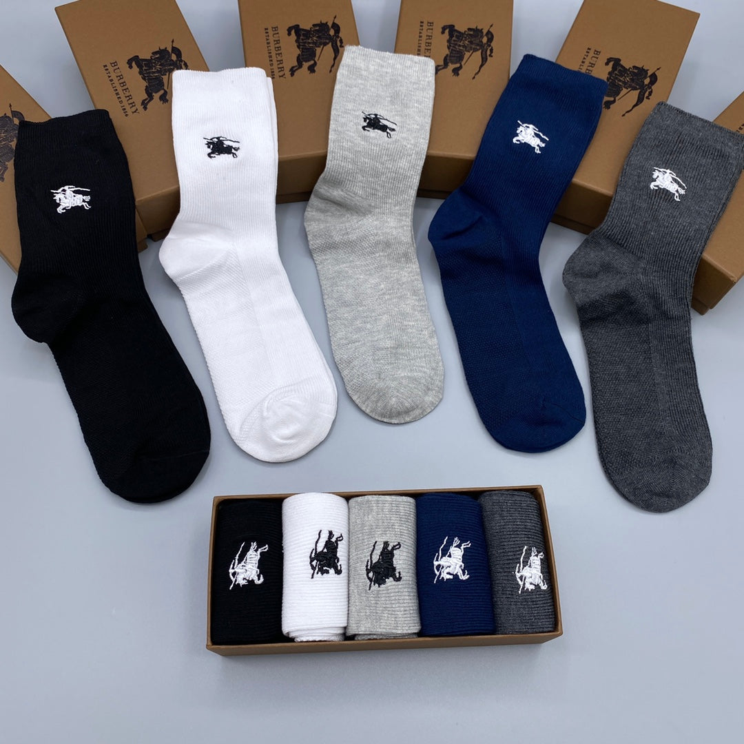 Burberry White Grey Navy Small Foot Horse No-Show Socks, image 2