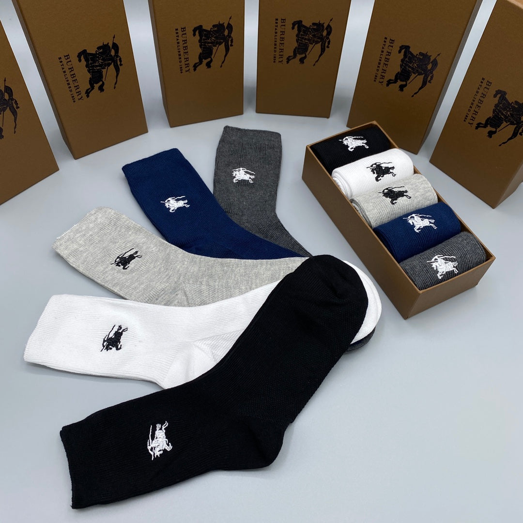 Burberry White Grey Navy Small Foot Horse No-Show Socks, image 7