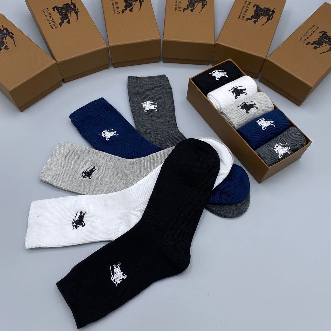 Burberry White Grey Navy Small Foot Horse No-Show Socks, image 4