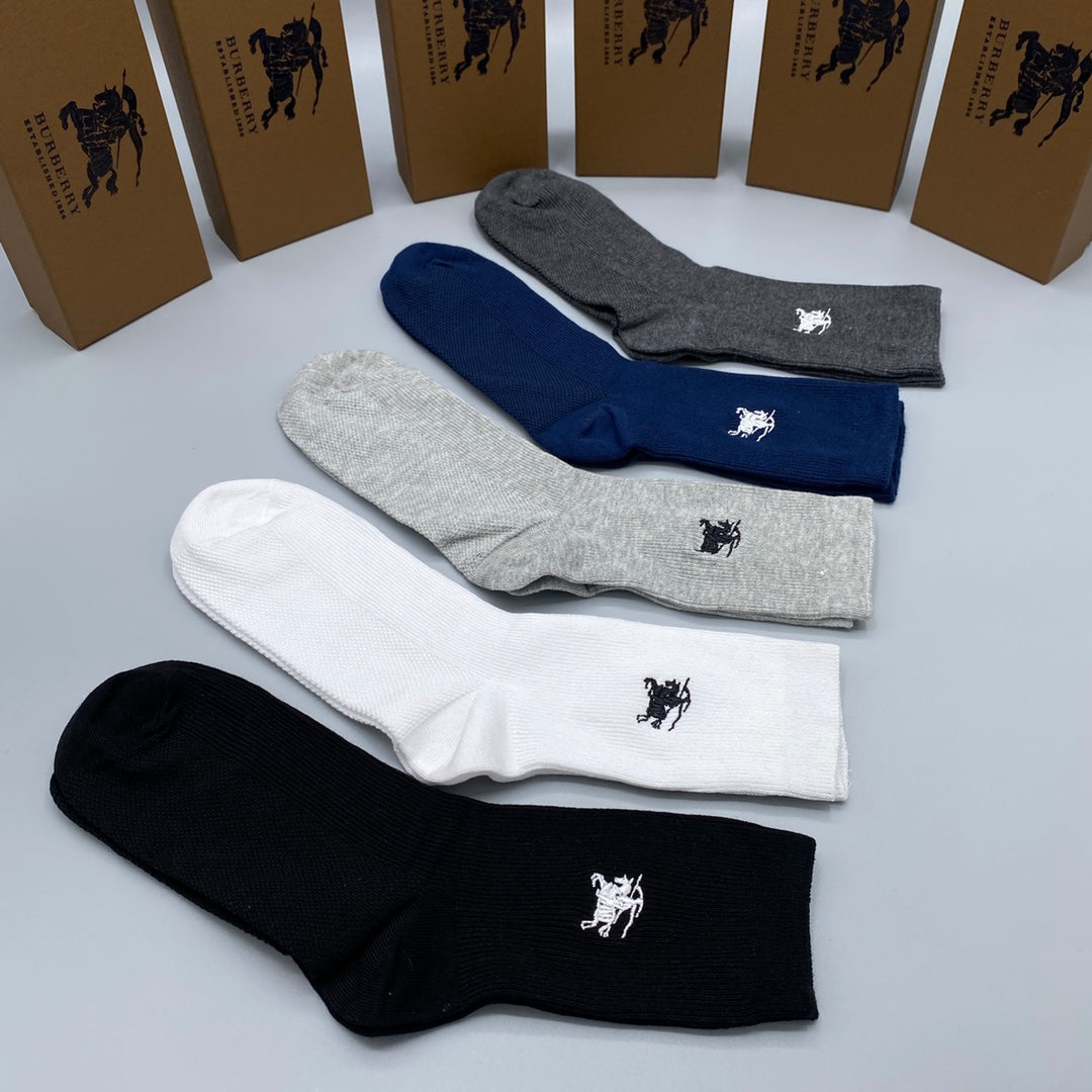 Burberry White Grey Navy Small Foot Horse No-Show Socks, image 8
