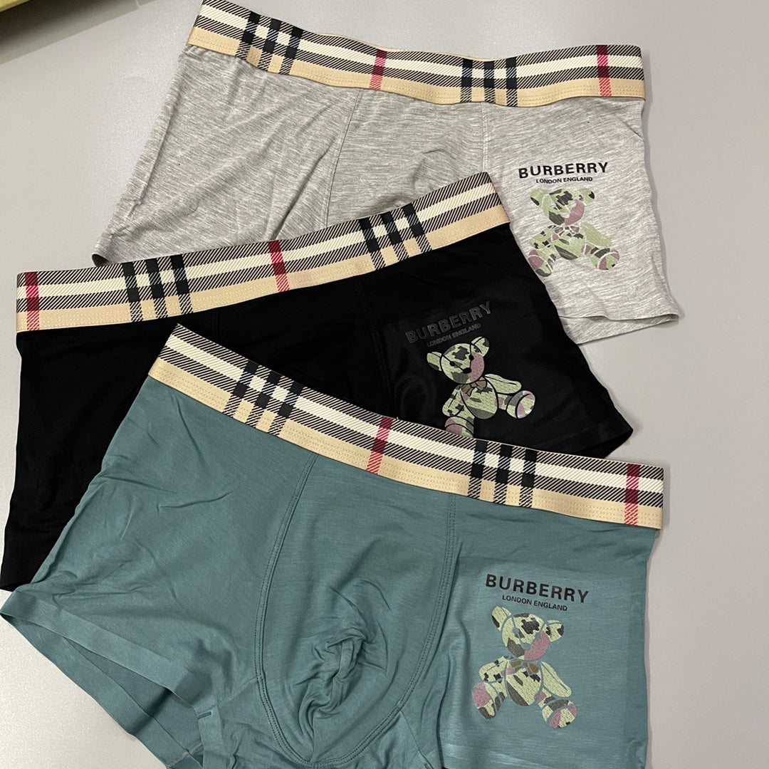 Burberry Teal Black Cream Check Waist Gold TB Boxer Briefs, image 2