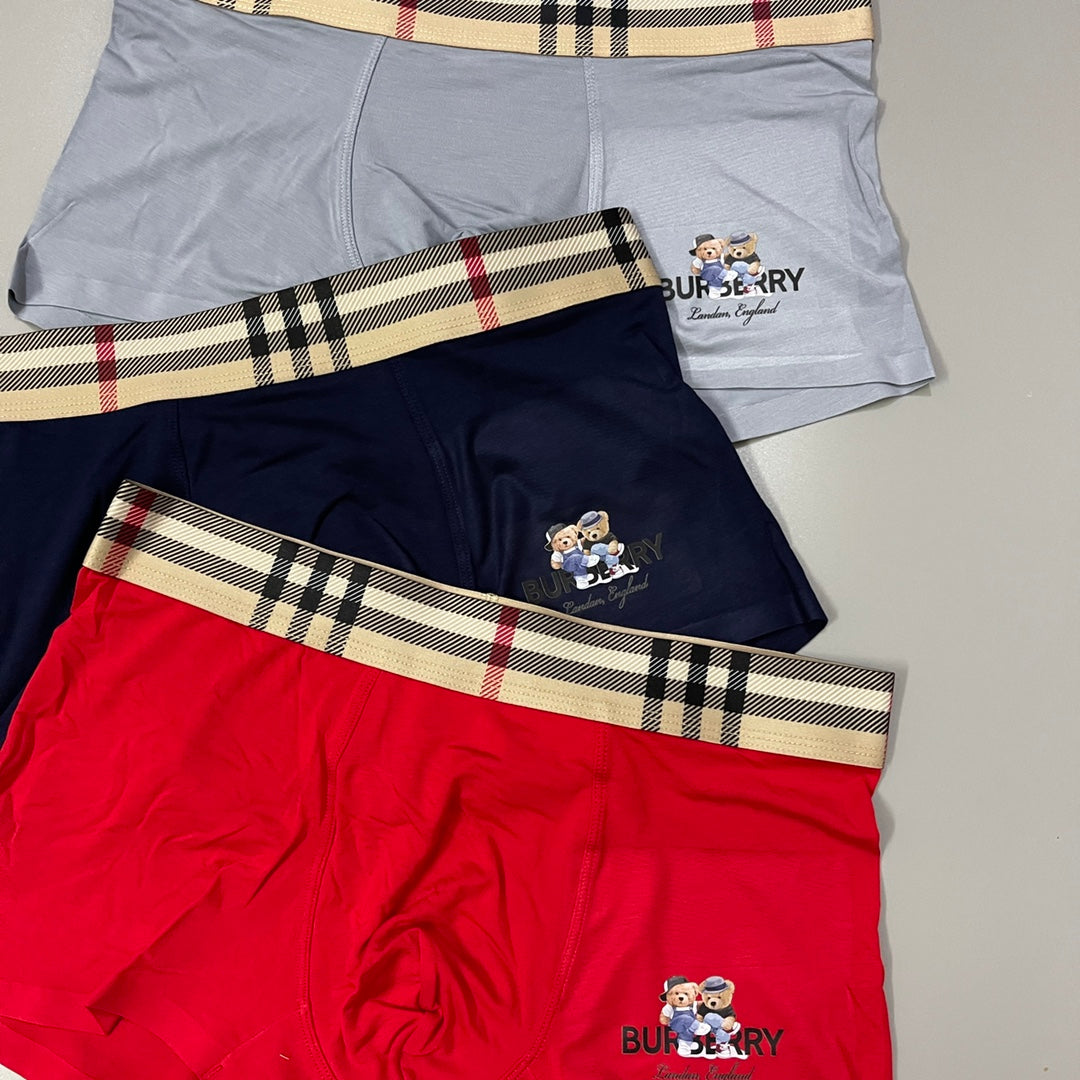 Burberry Red Grey Navy Check Waist Small Horse Boxer Briefs, image 2