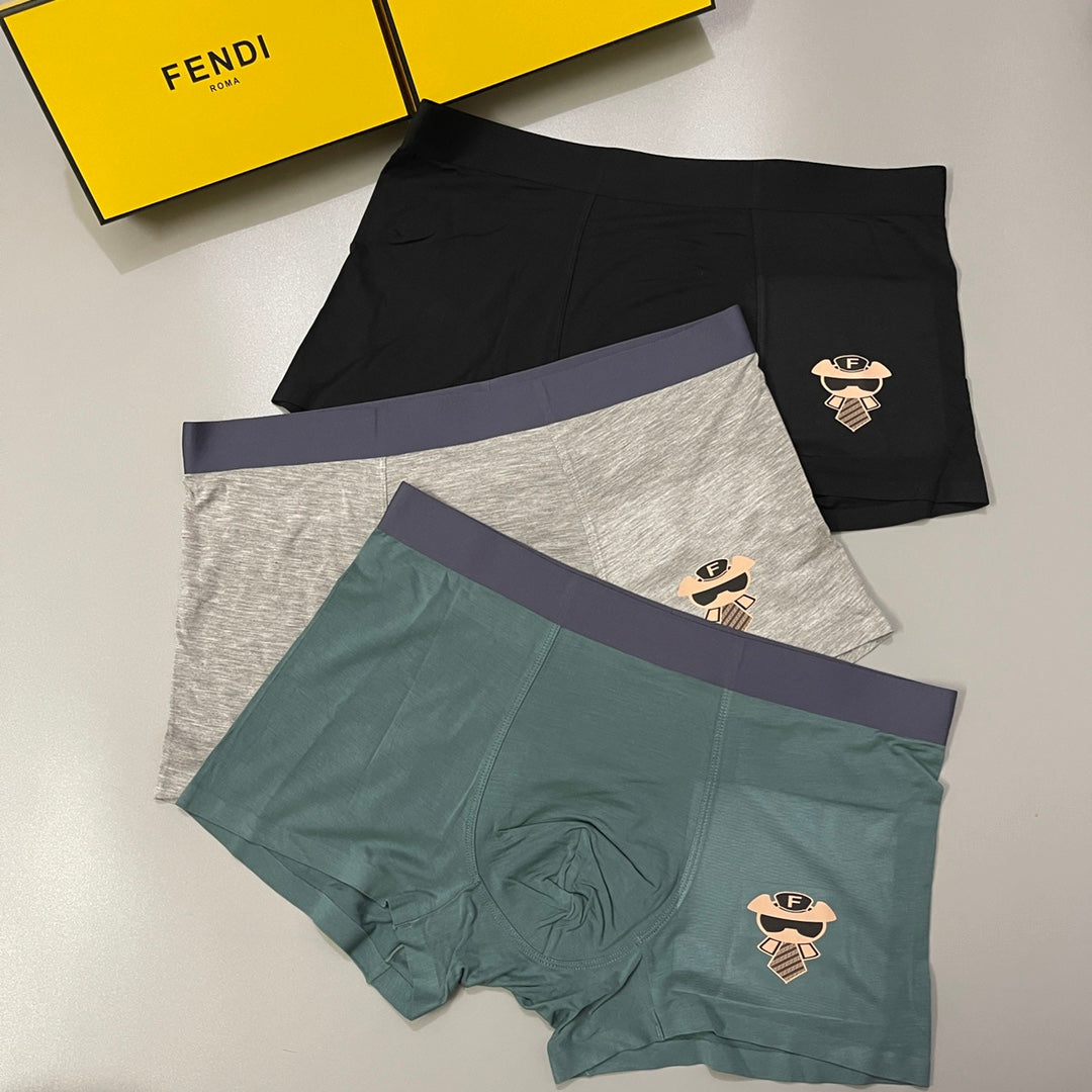 Fendi Green Cream Black Small Face Patch Boxer Briefs, image 1