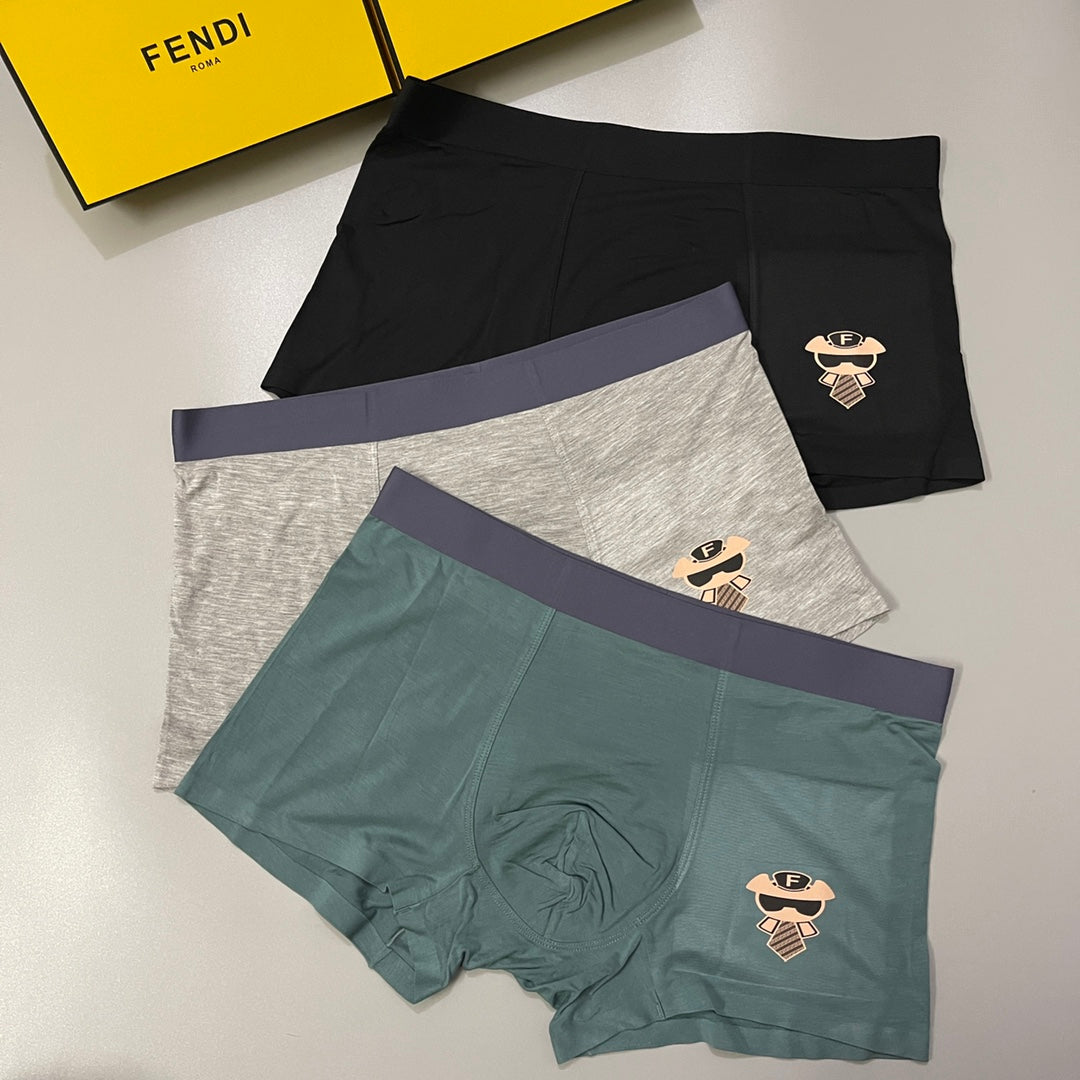 Fendi Green Cream Black Small Face Patch Boxer Briefs, image 2
