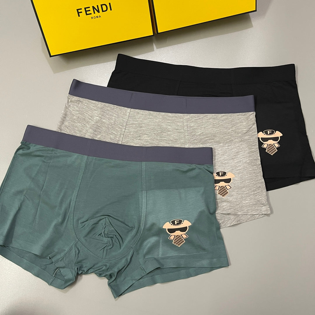 Fendi Green Cream Black Small Face Patch Boxer Briefs, image 5
