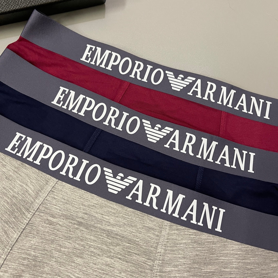 Armani Lettered Band Neutral Boxer Briefs, Box of 3, gallery image 3
