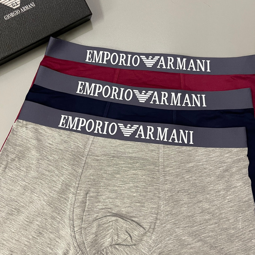 Armani Lettered Band Neutral Boxer Briefs, Box of 3, gallery image 2