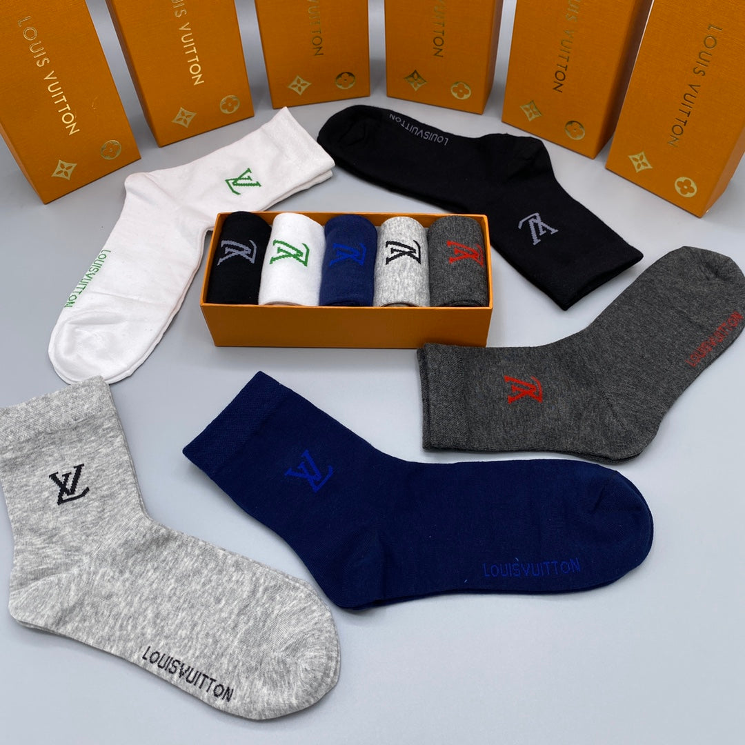 Louis Vuitton Black White Navy Small Flower No-Show Socks, image 9