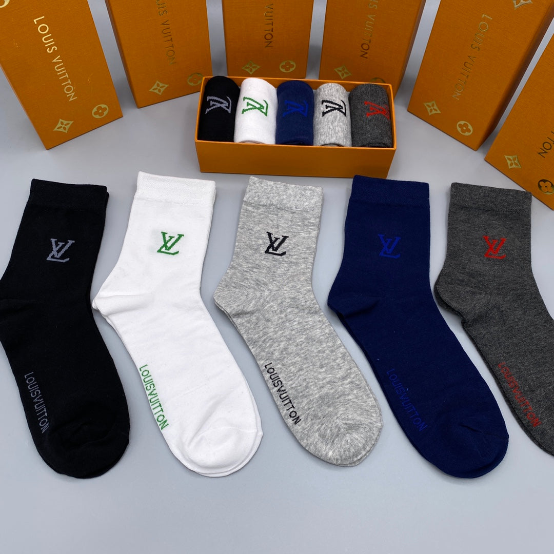 Louis Vuitton Black White Navy Small Flower No-Show Socks, image 3