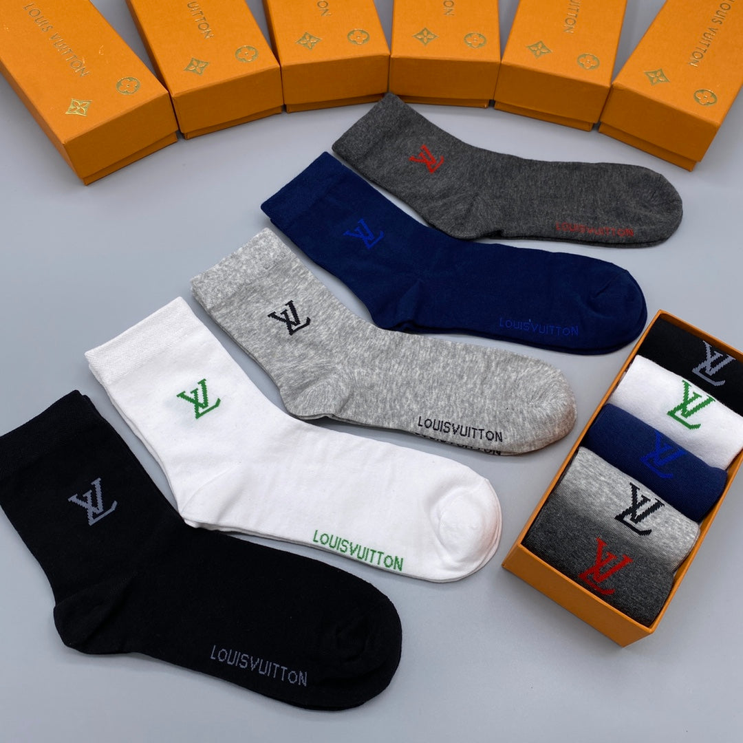 Louis Vuitton Black White Navy Small Flower No-Show Socks, image 4