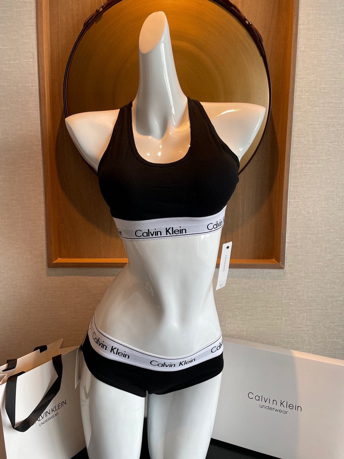 Calvin Klein Black Wide Band Brief Set Bralette and Brief Set, image 2