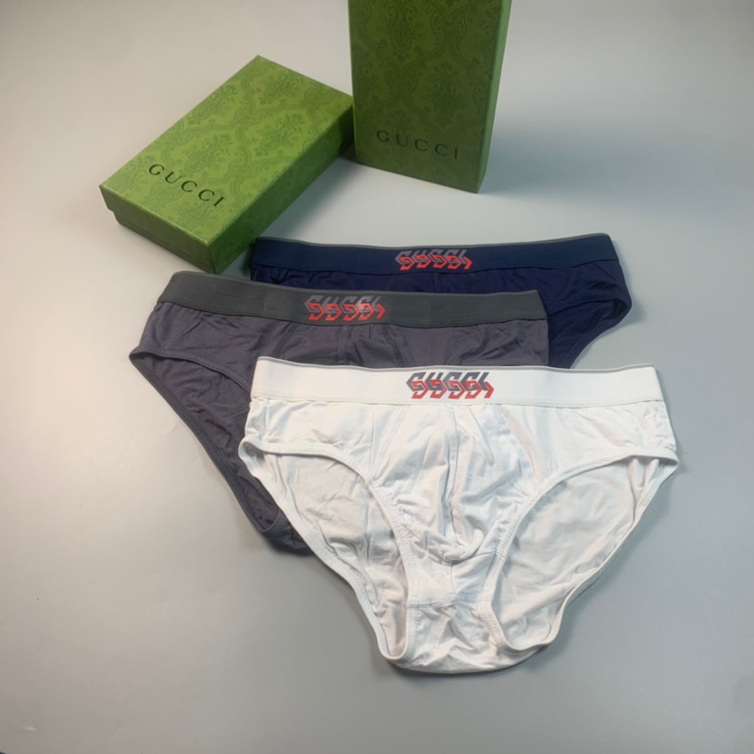 Gucci White Navy Red Wordmark Band Men's Briefs, image 3