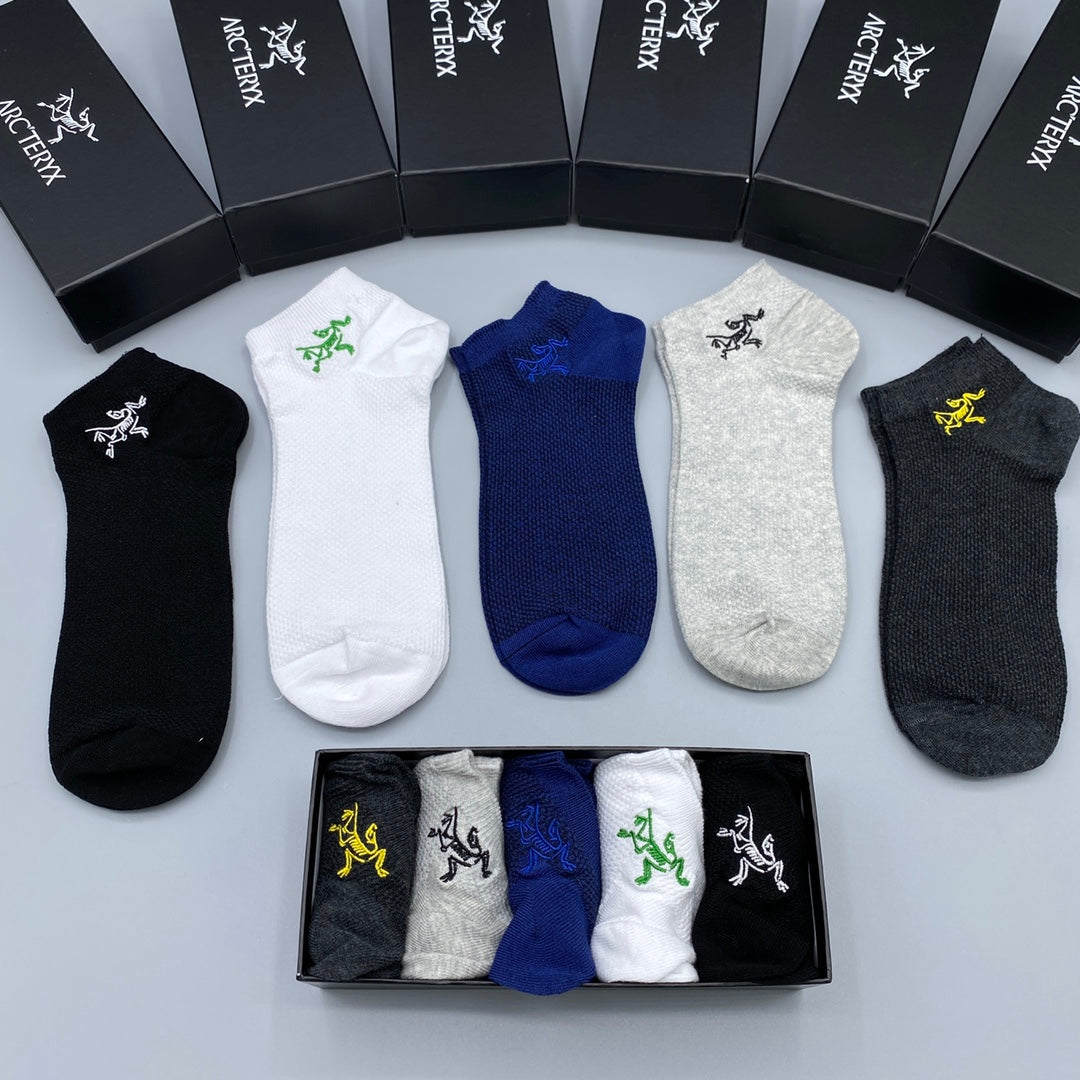 Arc'teryx White Grey Blue Small Bird No-Show Socks, image 4