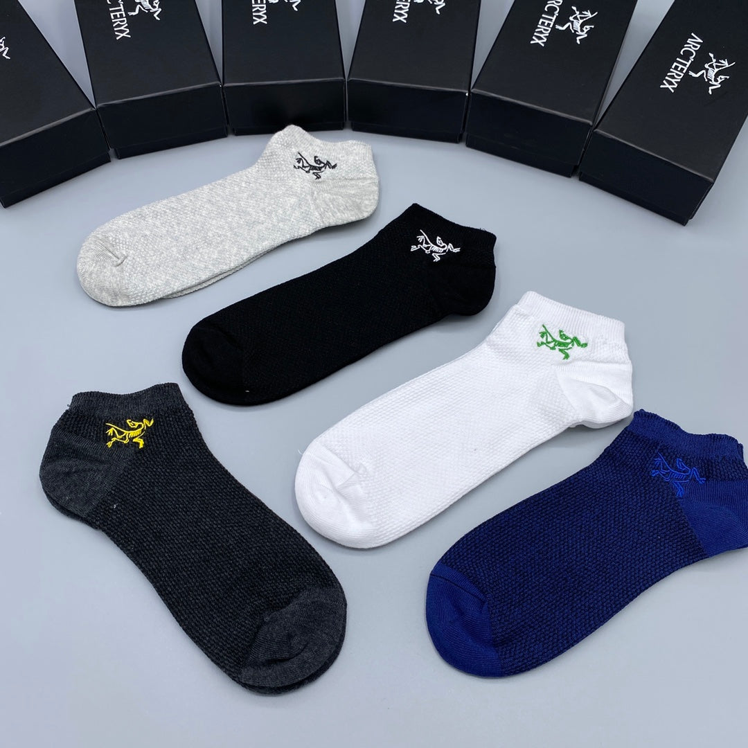 Arc'teryx White Grey Blue Small Bird No-Show Socks, image 7
