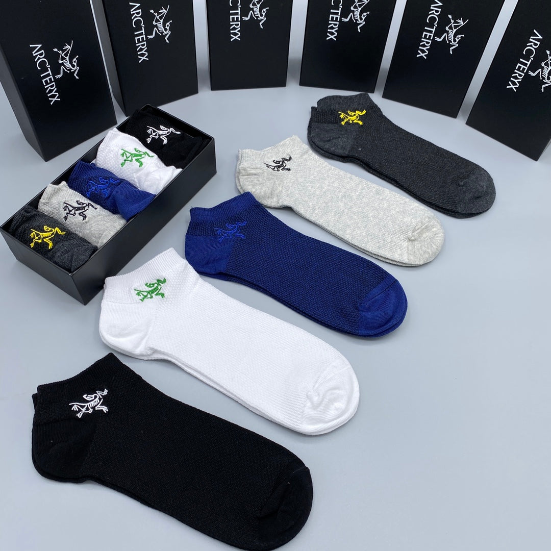 Arc'teryx White Grey Blue Small Bird No-Show Socks, image 6
