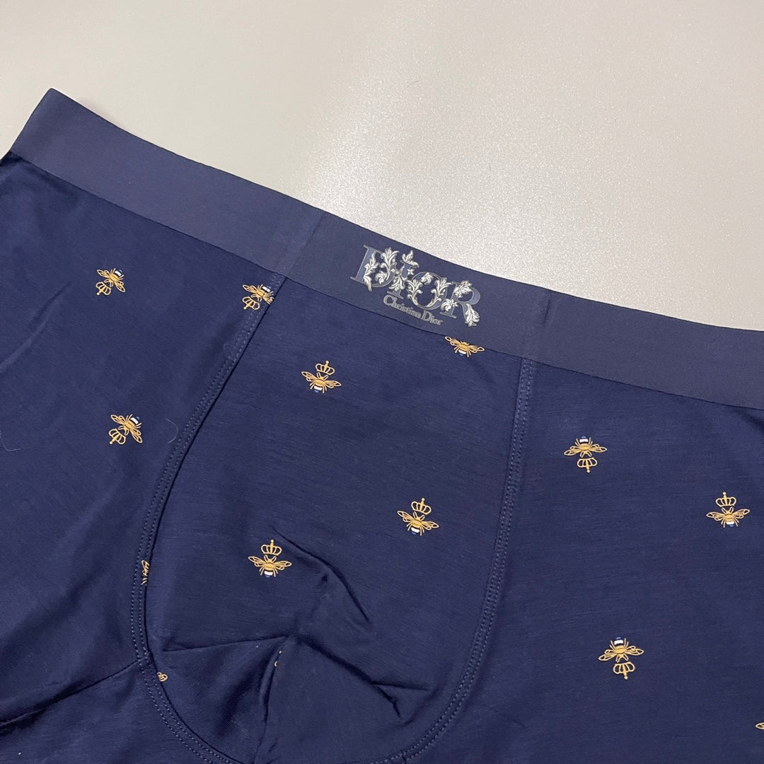 Dior Black Grey Navy Gold Bee Print Boxer Briefs, image 6