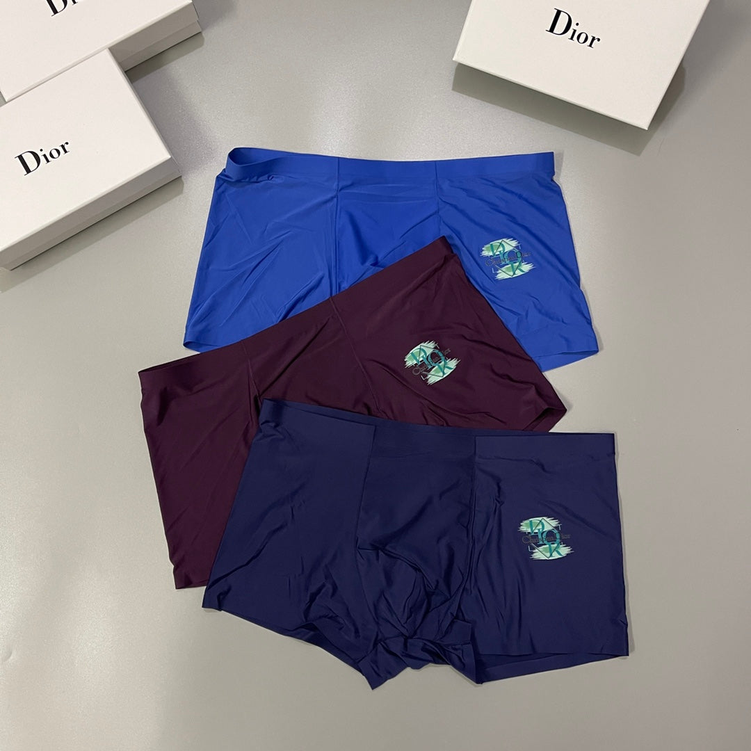 Dior Blue Burgundy Navy Small Green Patch Boxer Briefs, image 1