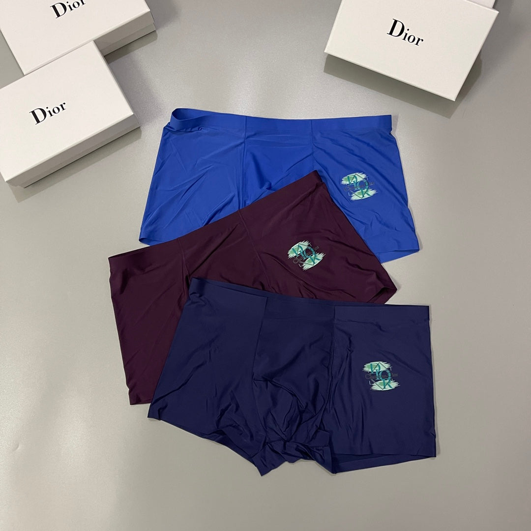 Dior Blue Burgundy Navy Small Green Patch Boxer Briefs, image 2