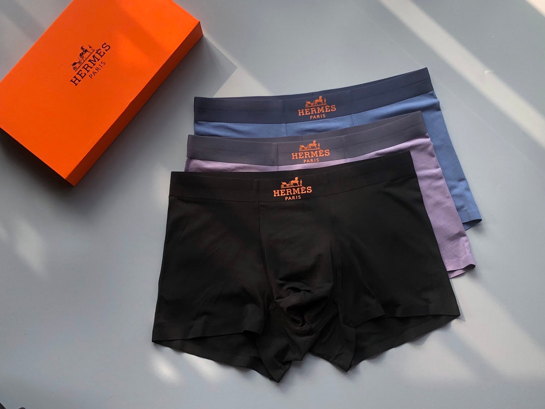Hermès Boxed Grey Dark Landscape Print Boxer Briefs, image 2