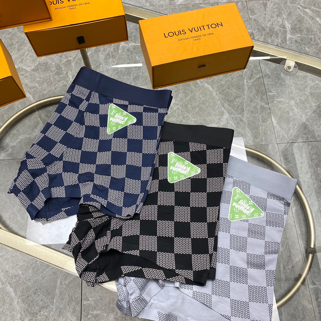 Louis Vuitton Grey Checkerboard Small Bright Flower Boxer Briefs, image 2
