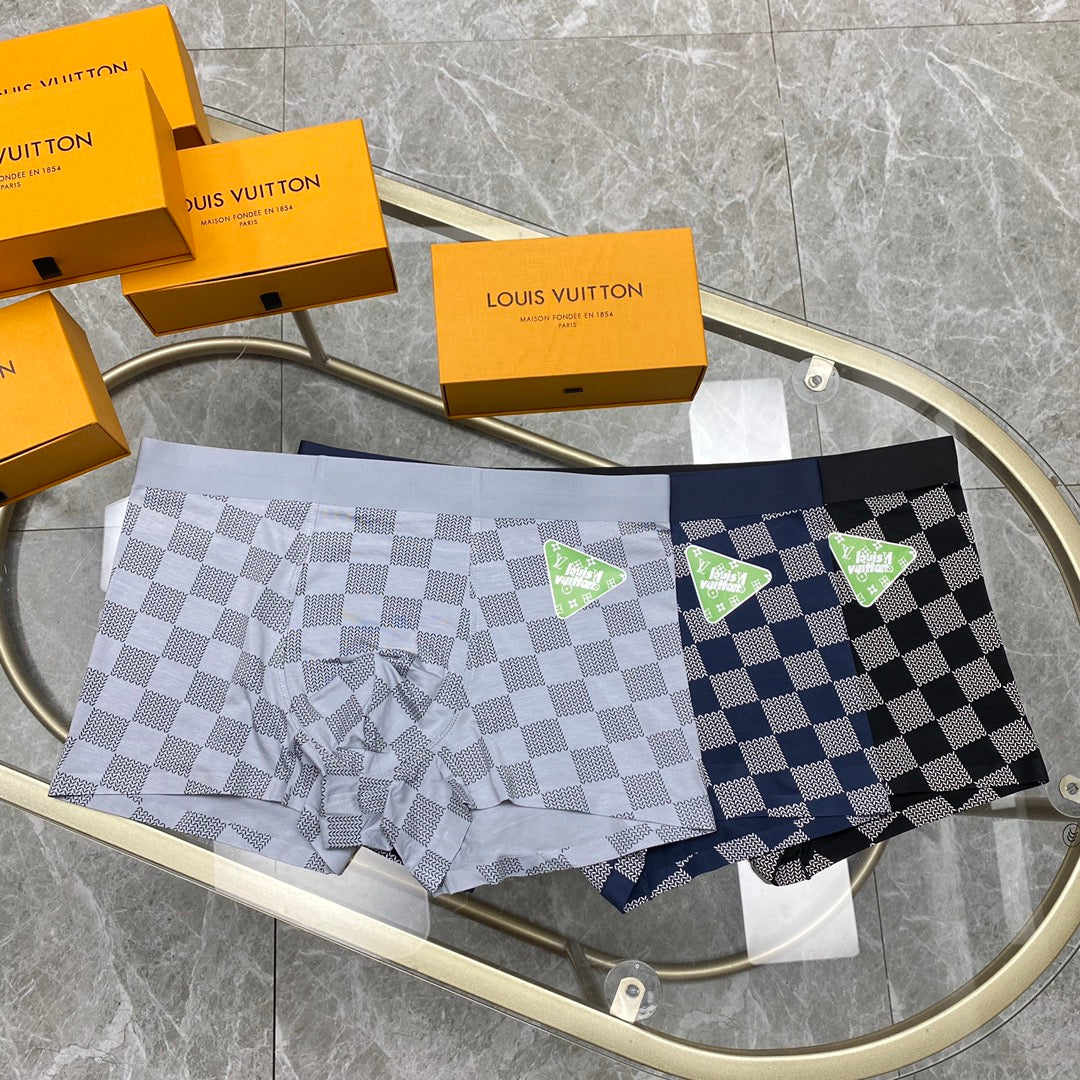 Louis Vuitton Grey Checkerboard Small Bright Flower Boxer Briefs, image 1