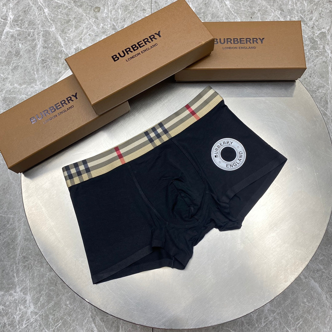 Burberry Blue Grey Check Waist White Round Motif Boxer Briefs, image 7