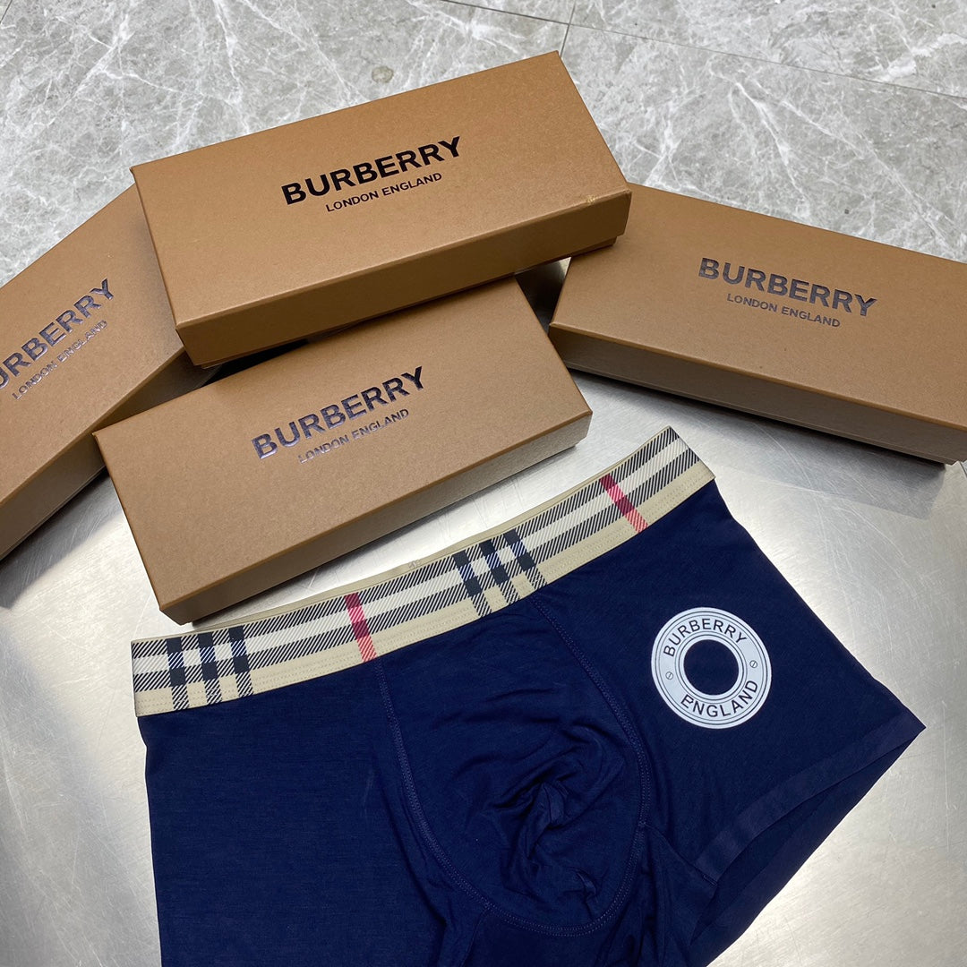 Burberry Blue Grey Check Waist White Round Motif Boxer Briefs, image 8